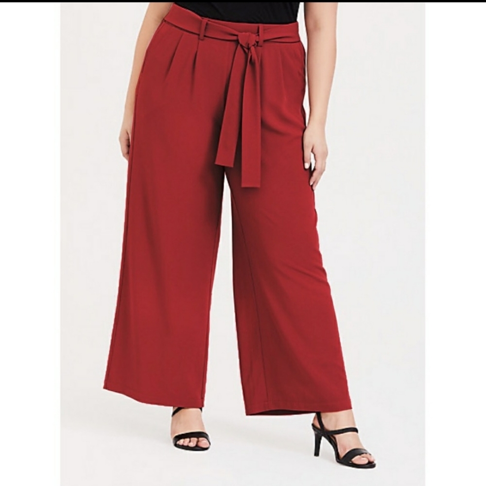 Torrid Red Wide Leg Crepe Pants